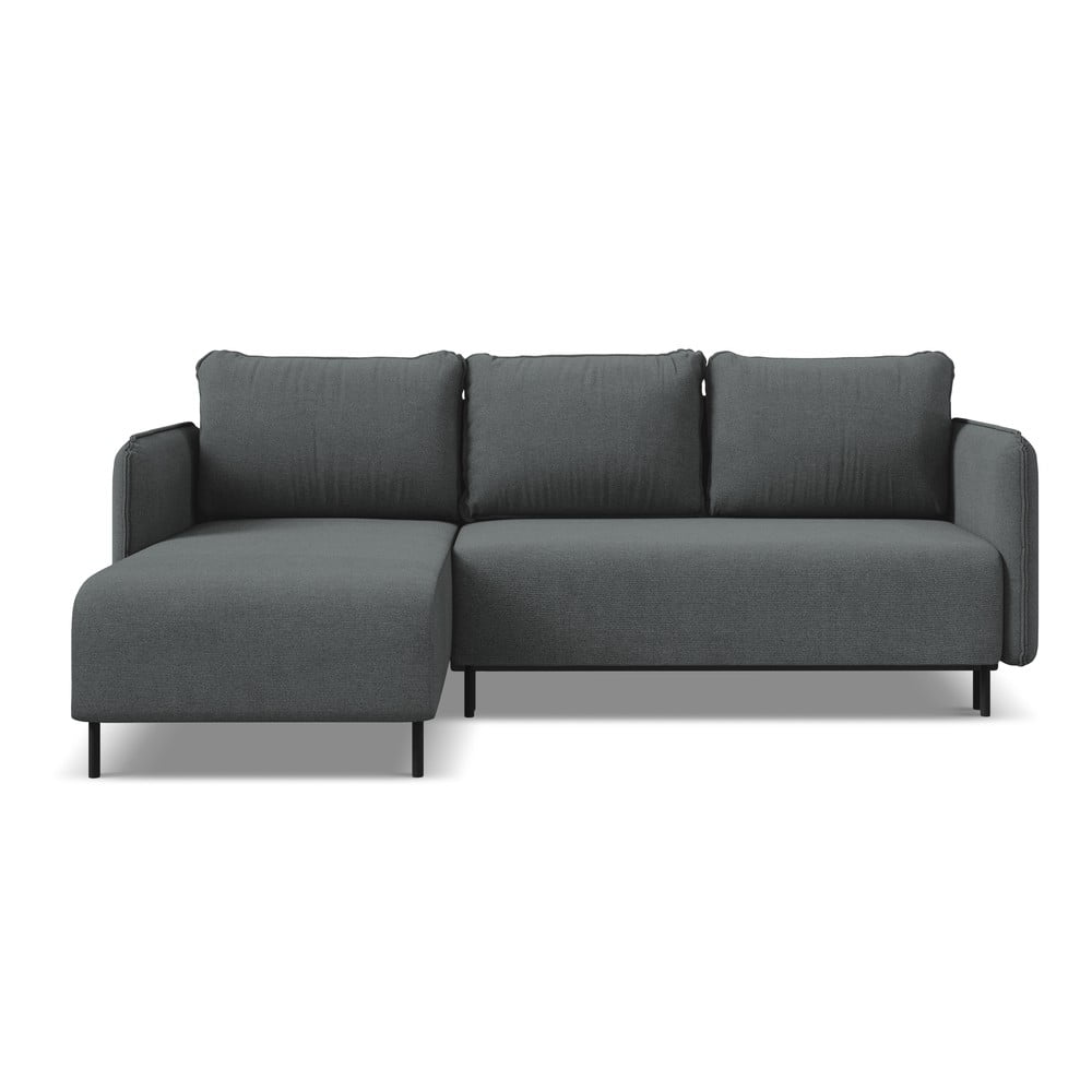 Sötétszürke kinyitható-tárolóhelyes sarokkanapé (bal oldali) Luana – Makamii