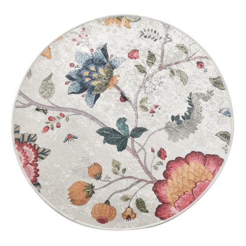 Szürke bársony fürdőszobai kilépő ø 140 cm Vintage Flower – Foutastic