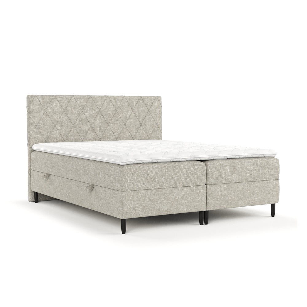 Szürkésbézs ágyneműtartós boxspring ágy 180x200 cm Gwen – Maison de Rêve