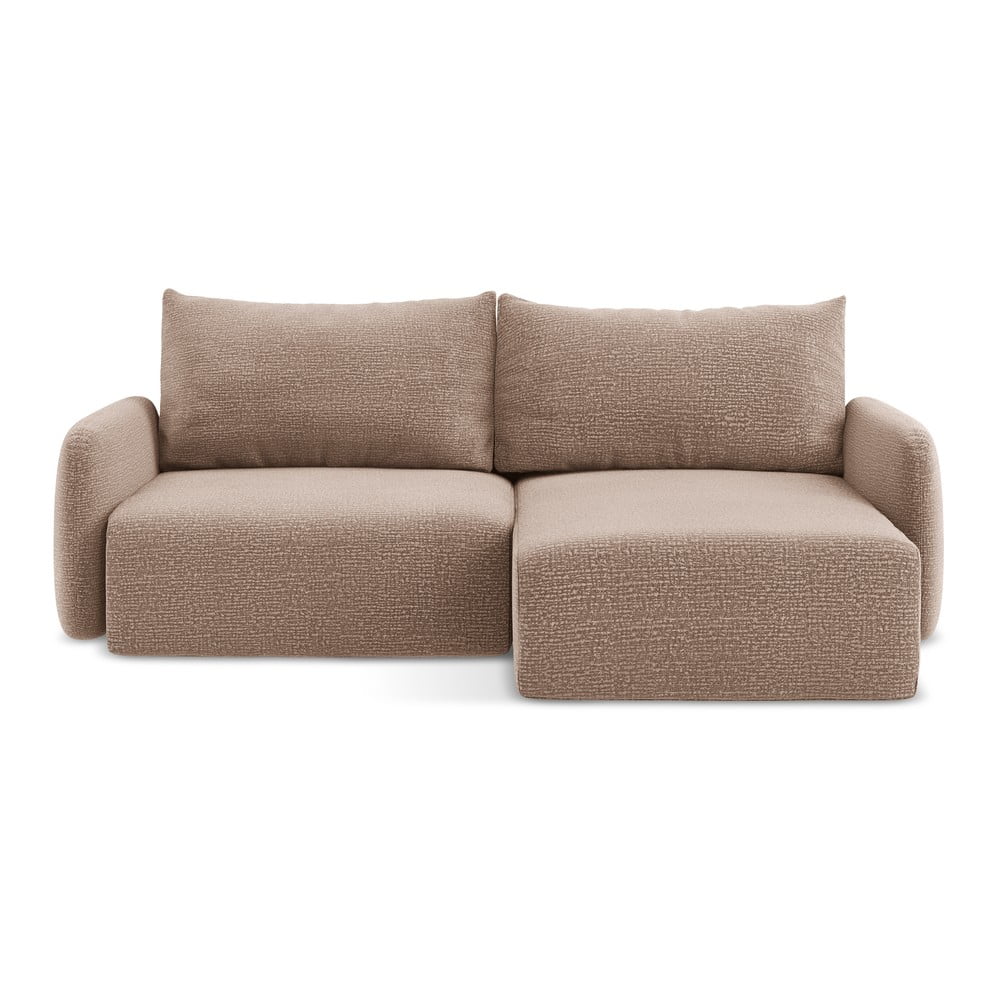 Világosbarna kinyitható-tárolóhelyes sarokkanapé (jobb oldali) Kalena – Makamii