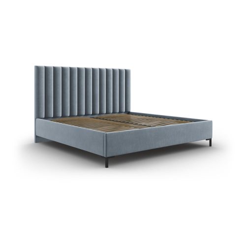 Világoskék kárpitozott ágyneműtartós franciaágy ágyráccsal 140x200 cm Casey – Mazzini Beds