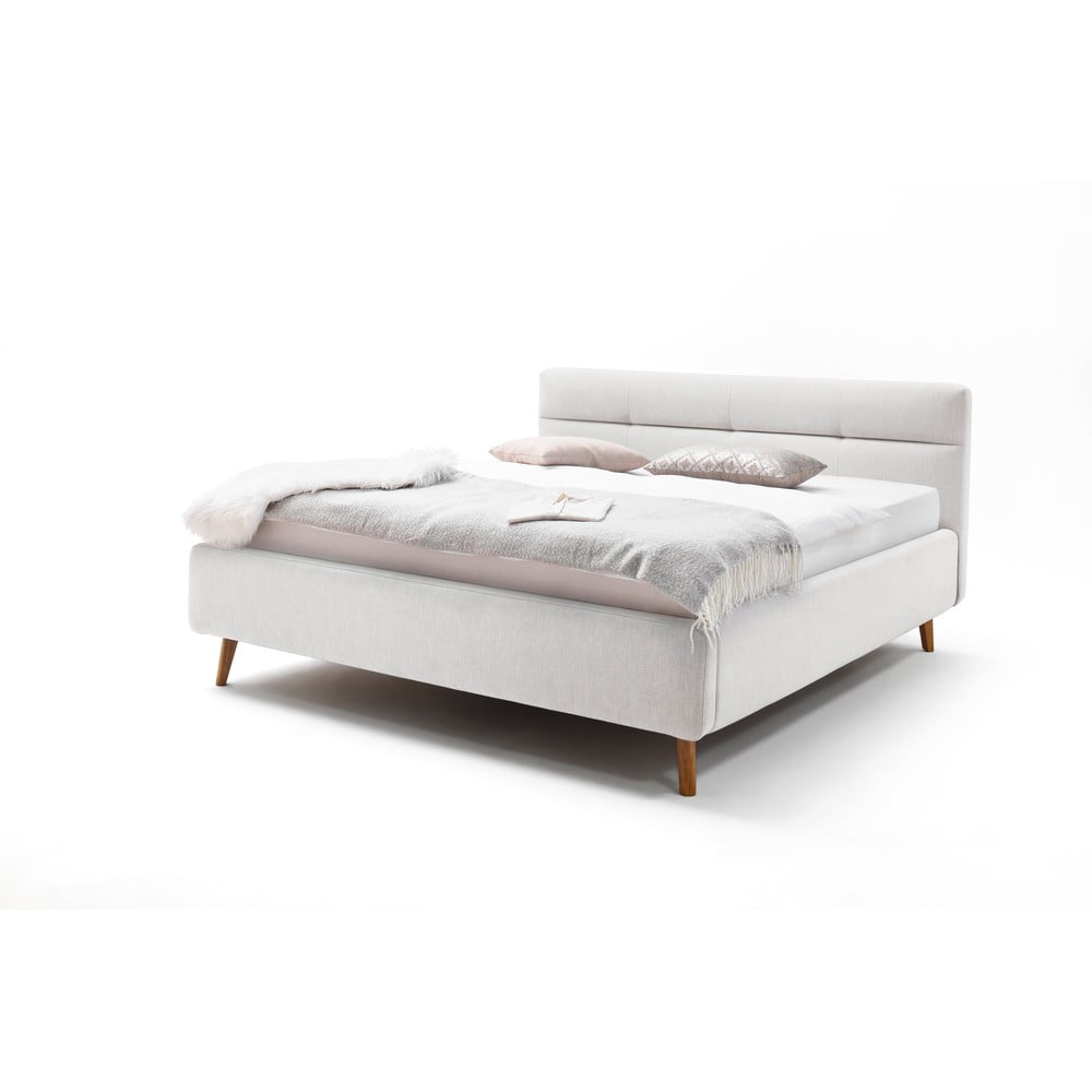 Világosszürke kárpitozott franciaágy ágyrács nélkül 160x200 cm Lotte – Meise Möbel