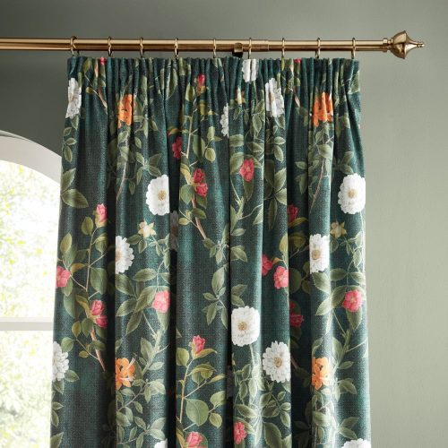 Zöld bársony függöny szett 2 db-os 229x229 cm Arcadia Floral – RHS