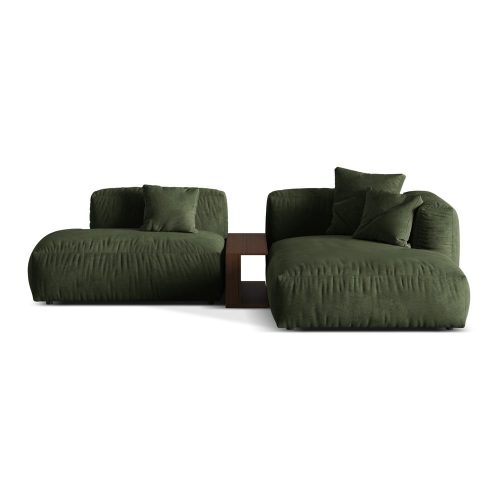 Zöld buklé moduláris sarokkanapé (jobb oldali) Martina – Micadoni Home