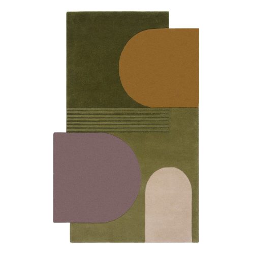 Zöld kézi szövésű gyapjú szőnyeg 200x290 cm Lozenge – Flair Rugs