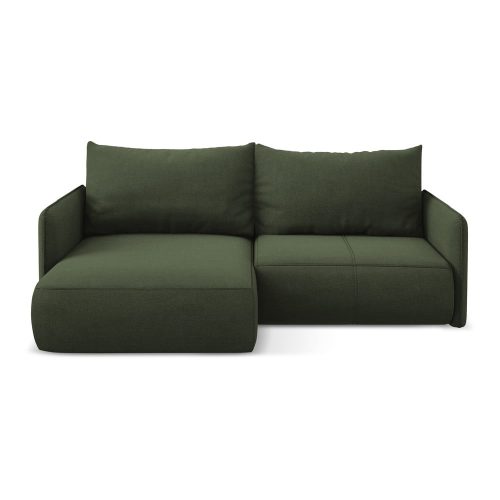 Zöld kinyitható-tárolóhelyes sarokkanapé (bal oldali) Nanea – Makamii
