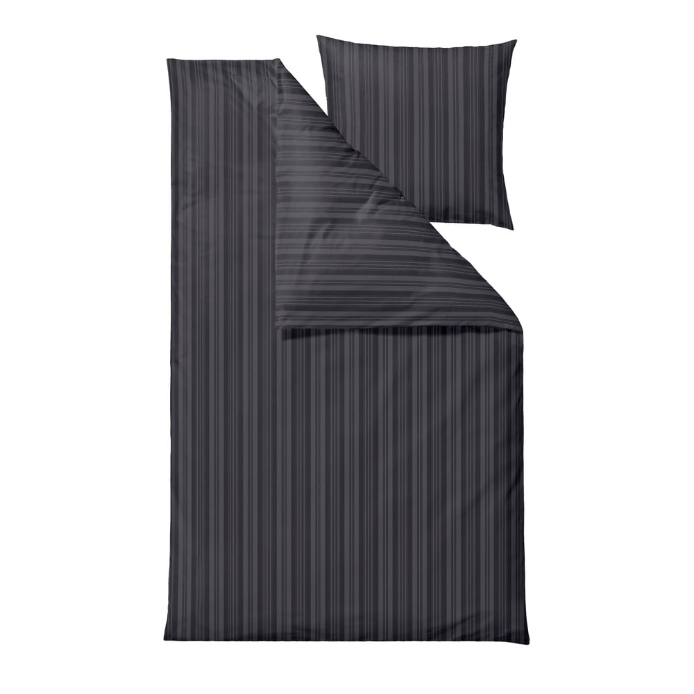 Antracitszürke kétszemélyes hosszabbított damaszt ágyneműhuzat 200x220 cm Noble – Södahl