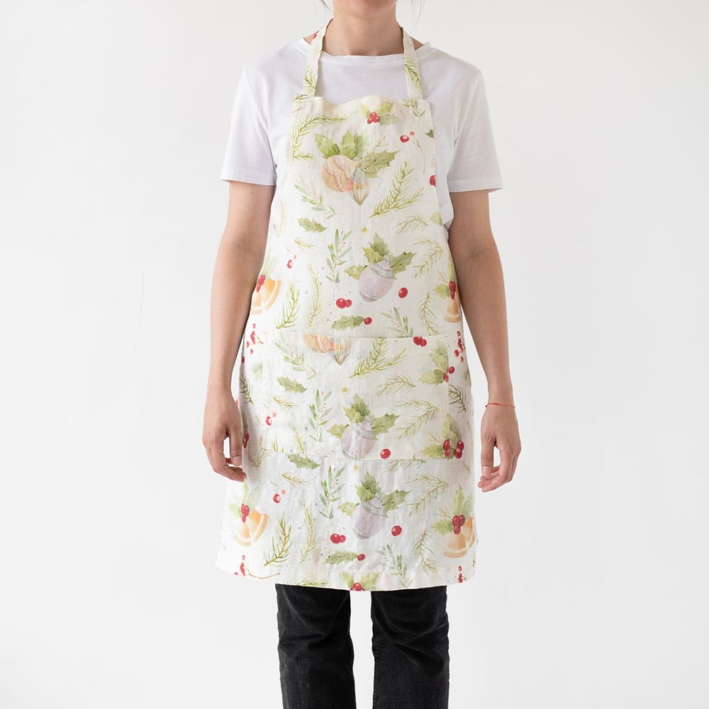 Apron Merry karácsonyi len kötény