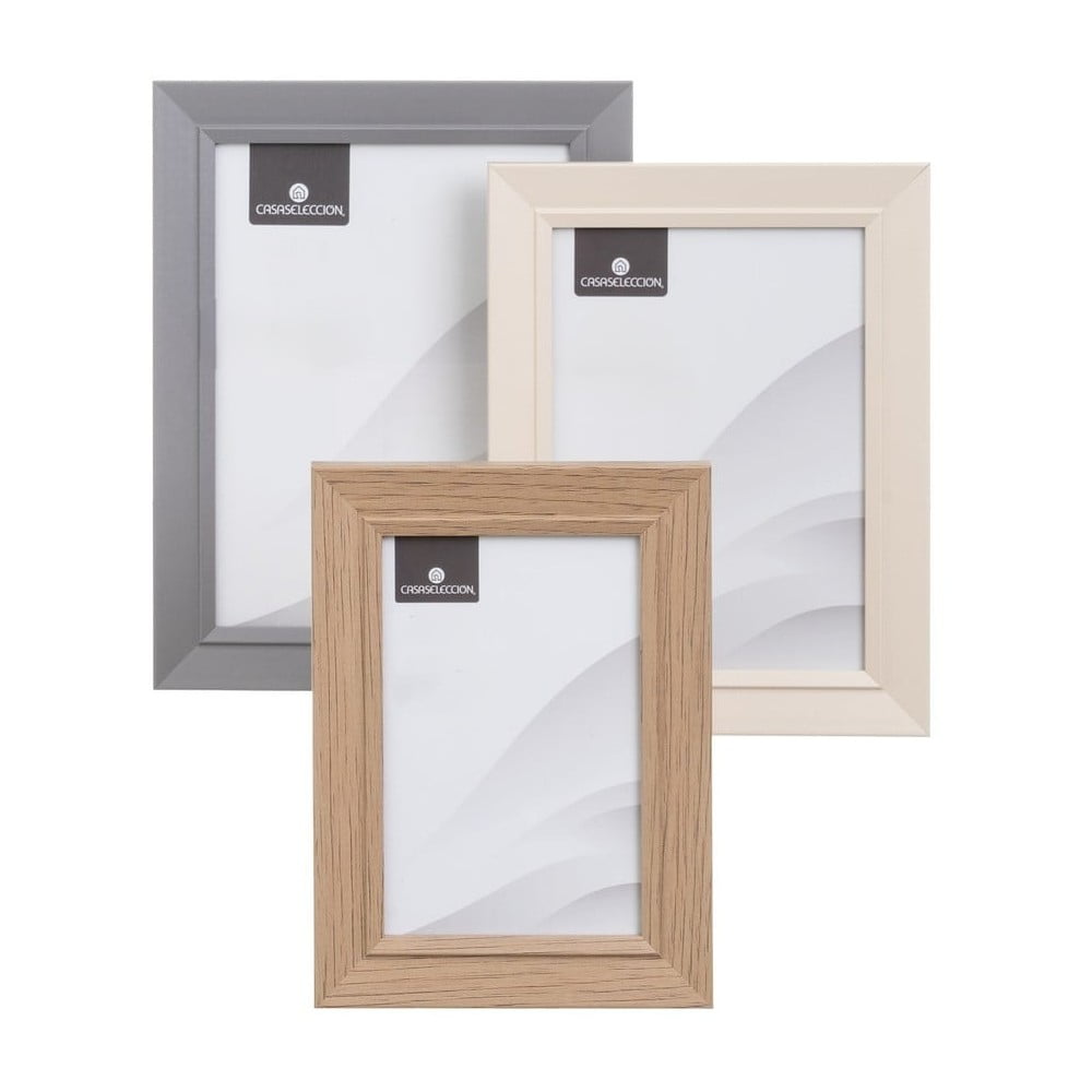 Barna-natúr színű álló-fali képkeret szett 3 db-os 14x19 cm – Casa Selección
