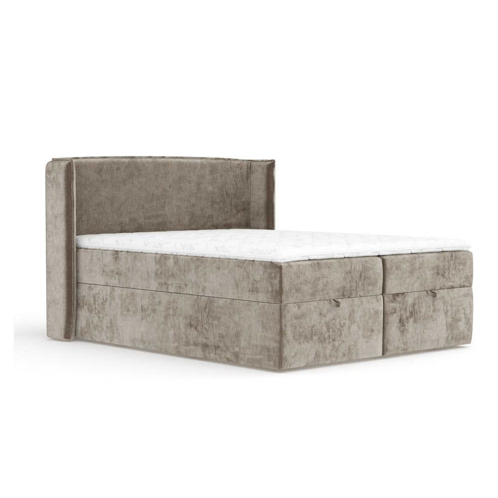 Bézs ágyneműtartós boxspring ágy 180x200 cm Passion – Maison de Rêve
