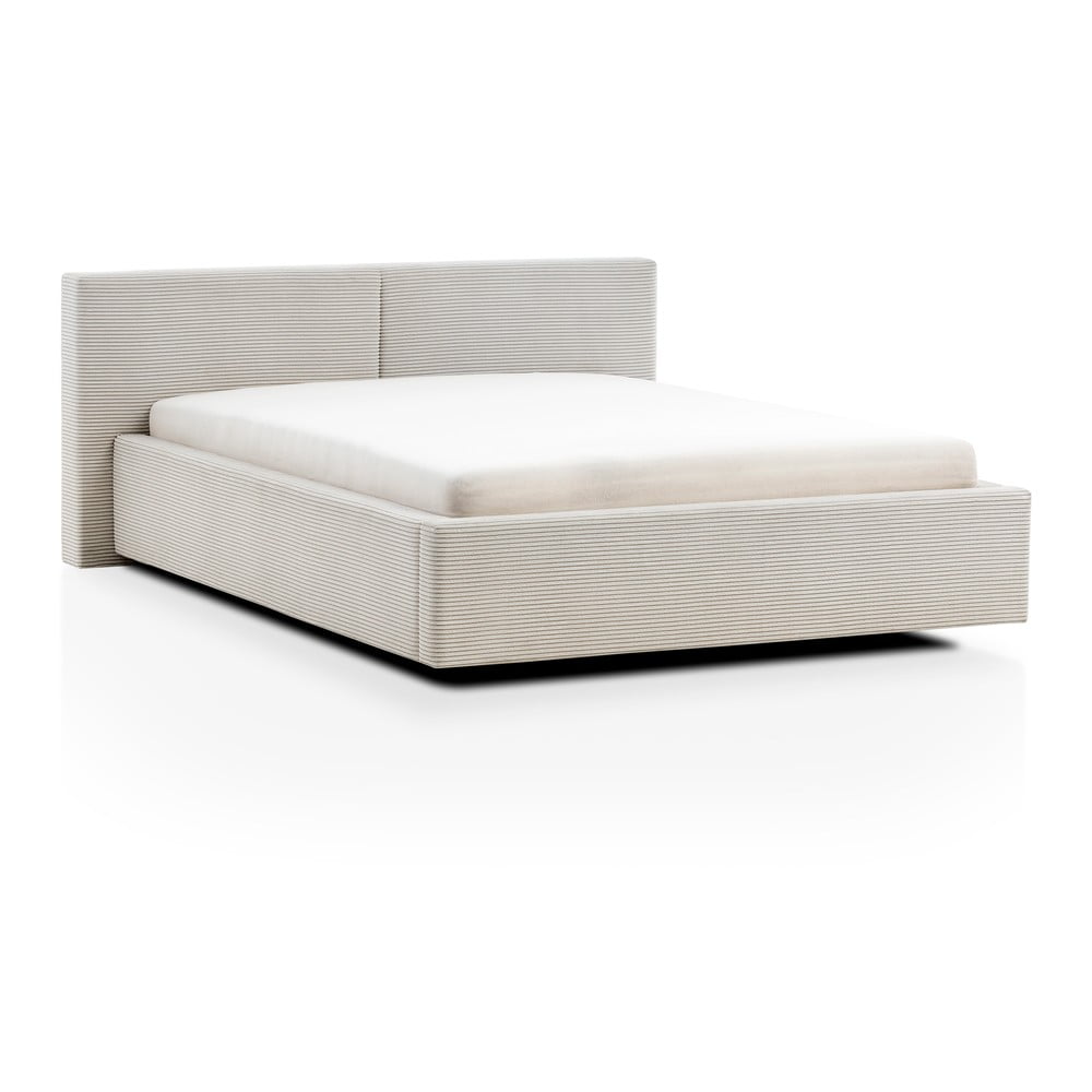 Bézs ágyneműtartós franciaágy ágyráccsal 140x200 cm Cube – Meise Möbel