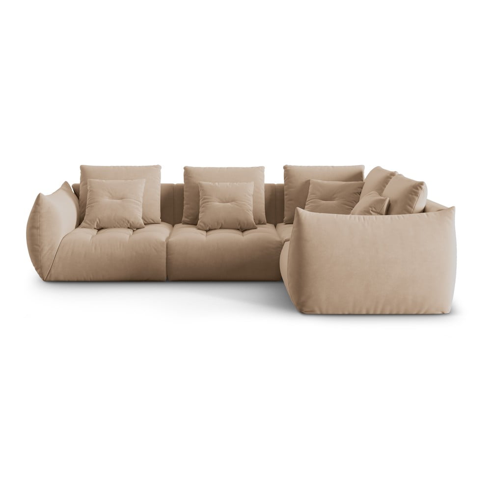 Bézs buklé sarokkanapé (jobb oldali-L alakú) Bloom – Micadoni Home