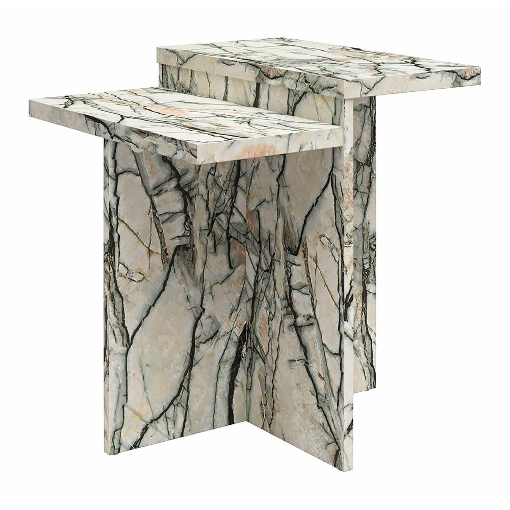 Bézs dohányzóasztal márvány dekorral 56x56 cm Brielle – CosmoLiving by Cosmopolitan