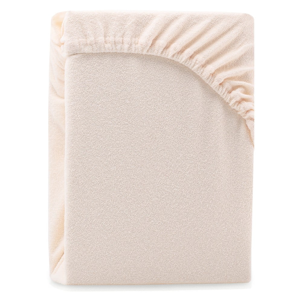 Bézs gumis frottír lepedő 90x200 cm Ruby – Restilo