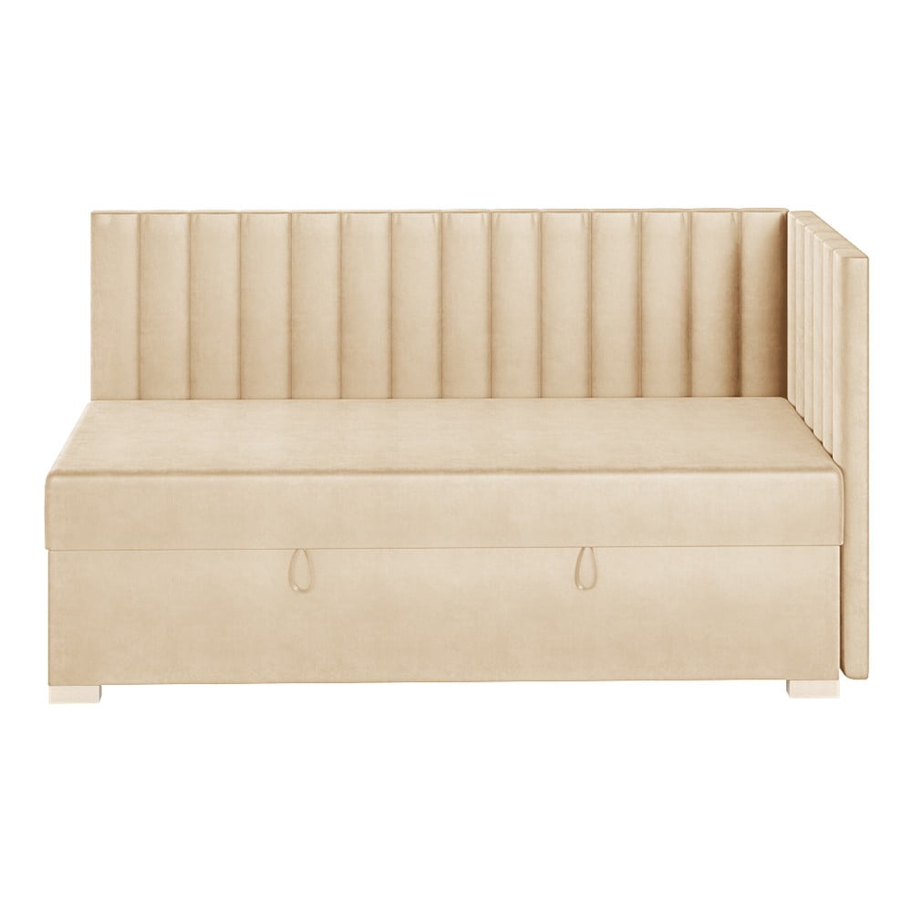 Bézs sarok ágyneműtartós gyerekágy matraccal 90x200 cm Snugi – Ghado