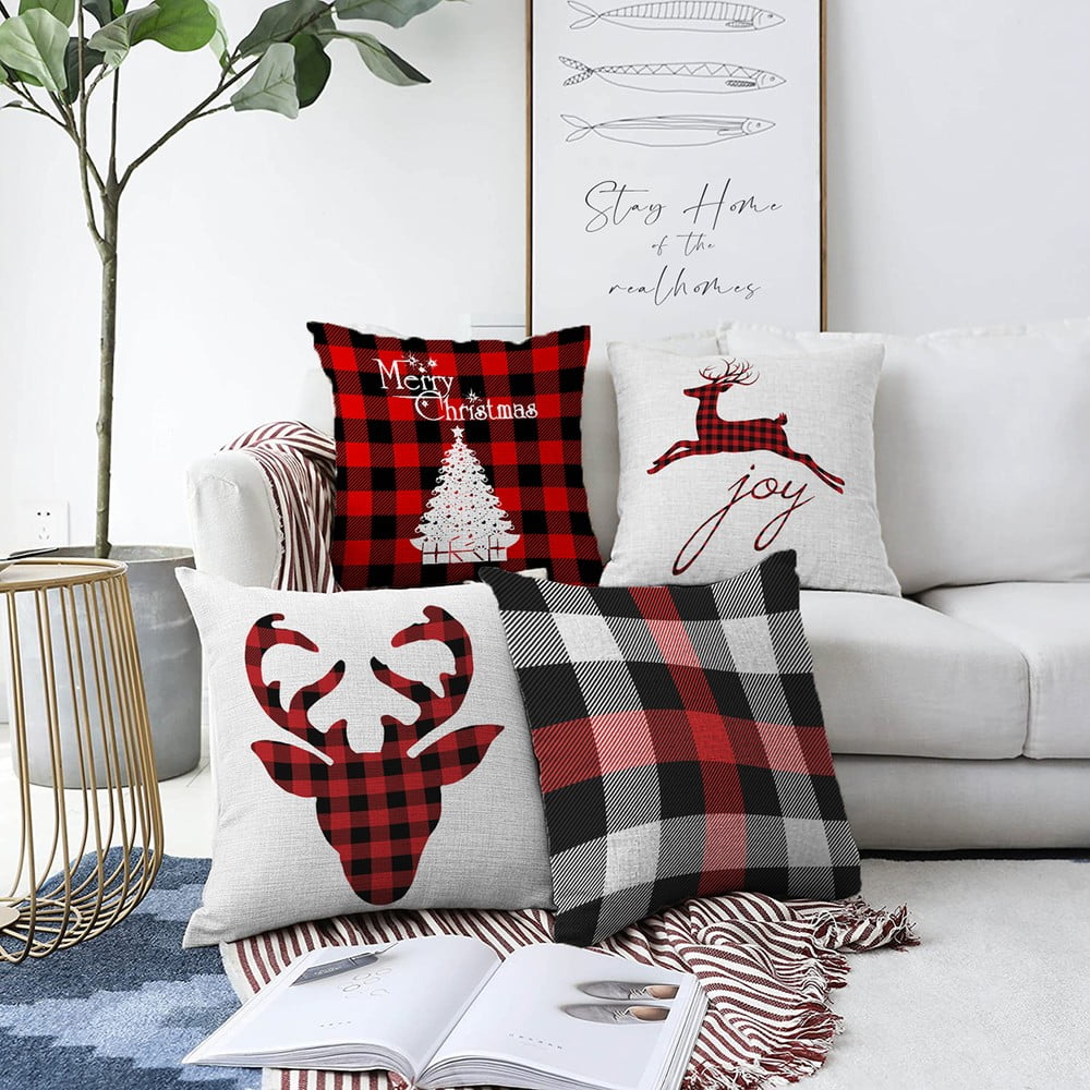 Christmas Tartan 4 db-os karácsonyi zsenília párnahuzat szett