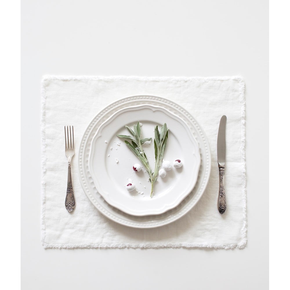 Classic fehér len tányéralátét