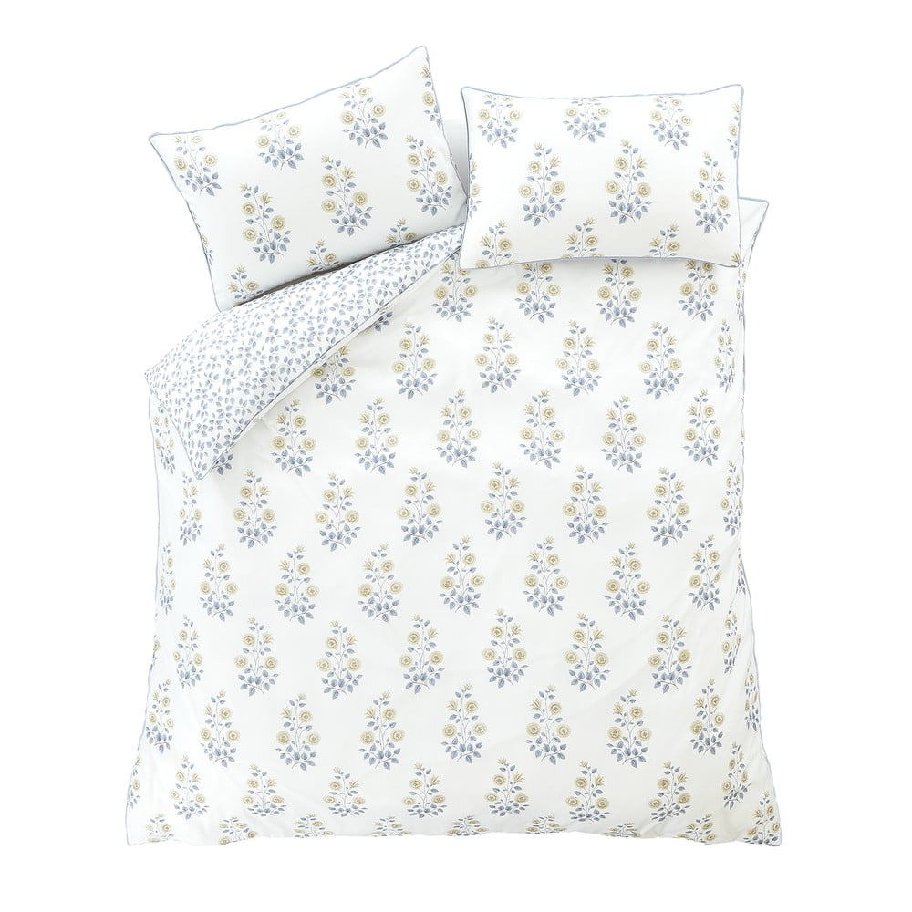 Fehér kétszemélyes hosszabbított damaszt ágyneműhuzat 230x220 cm Eloise Floral – Bianca
