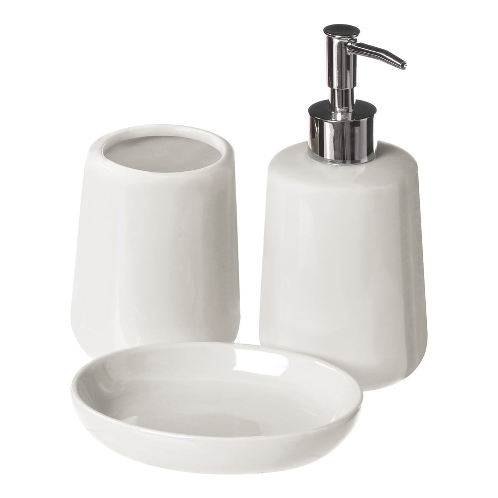 Fehér kő fürdőszobai kiegészítő szett Moon – Premier Housewares