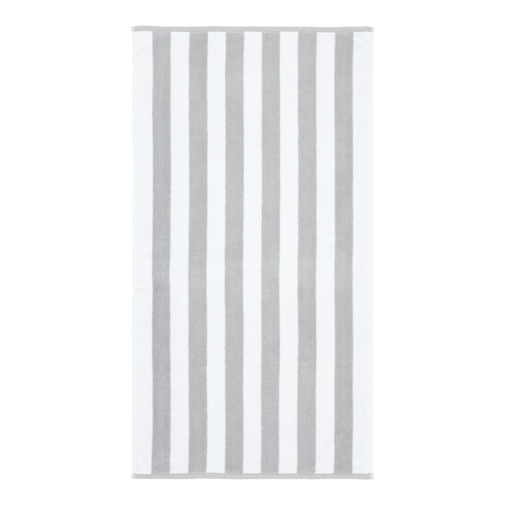 Fehér-szürke frottír pamut fürdőlepedő 90x140 cm Reversible Stripe – Bianca