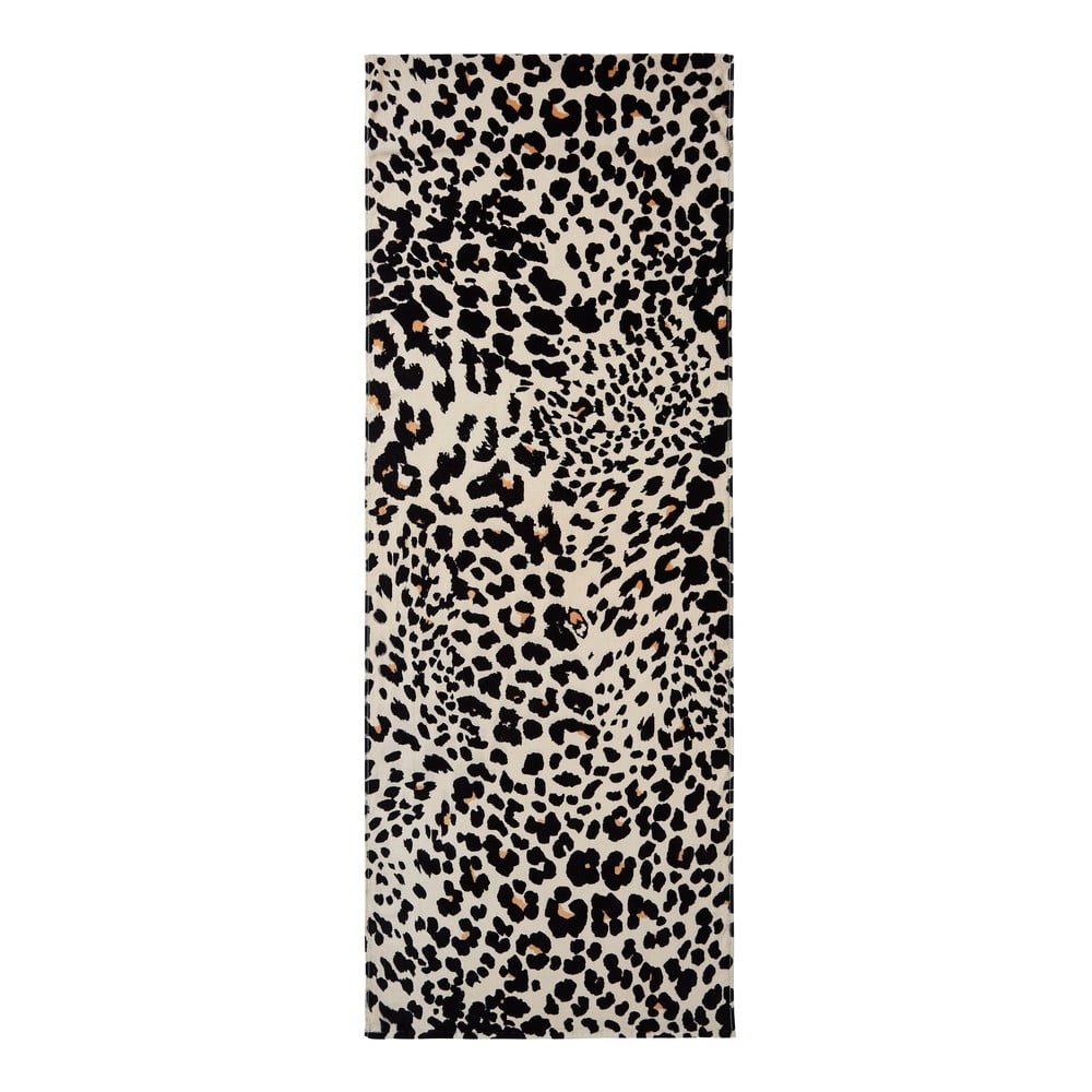 Fekete-bézs pamut strandtörölköző 78x200 cm Leopard – Catherine Lansfield