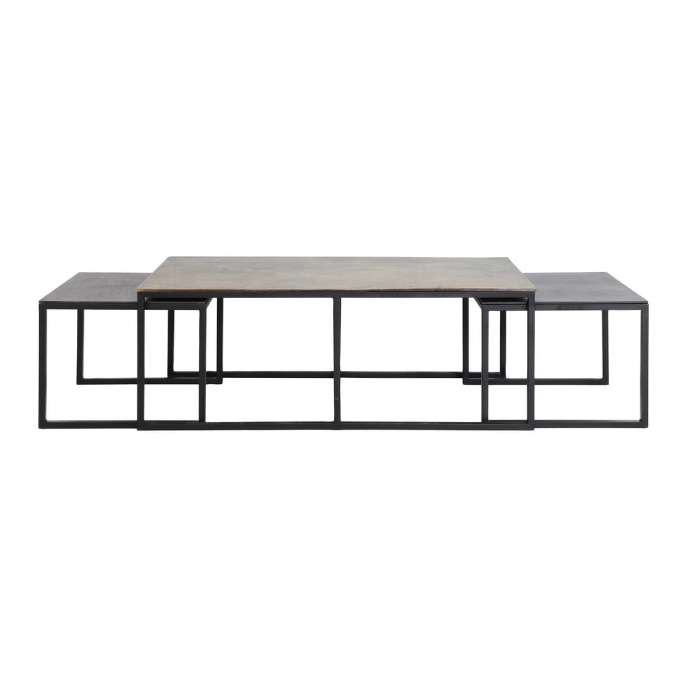Fekete-bronzszínű fém dohányzóasztal szett 3 db-os 50x120 cm Kumalu – Light & Living