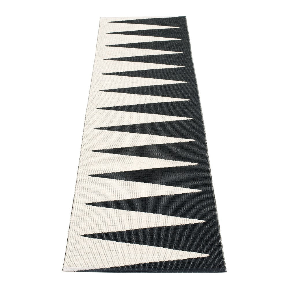Fekete-fehér kültéri-beltéri futószőnyeg 70x250 cm Vivi Black – Pappelina