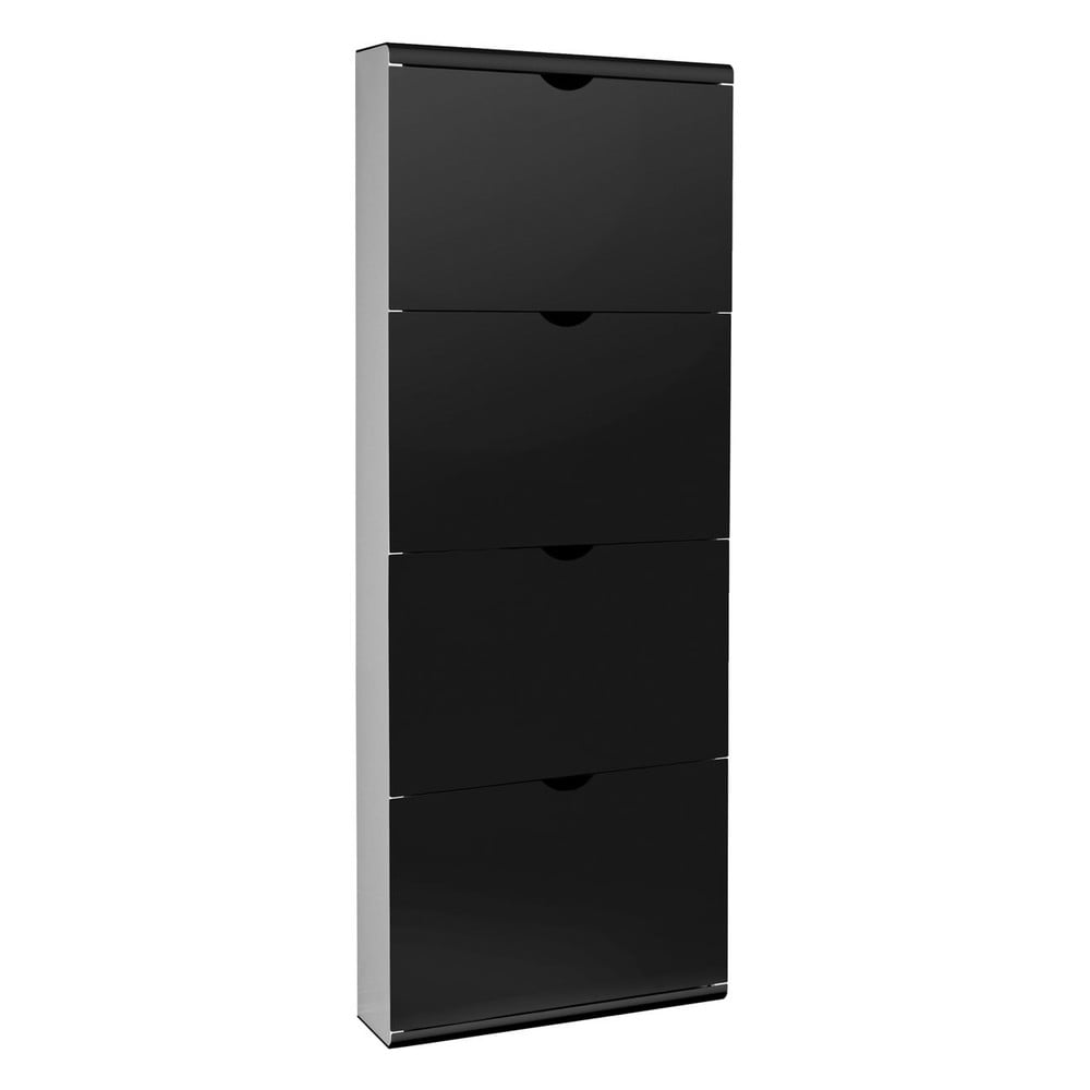 Fekete fém billenő ajtós cipőtartó 51x138x16 cm – Household Pleasure