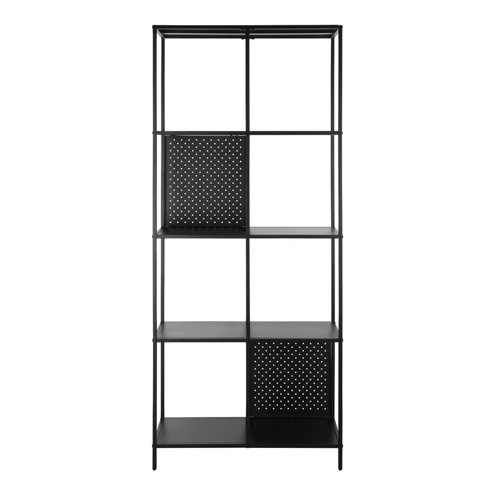 Fekete fém könyvespolc 75x180 cm Charleston – Støraa