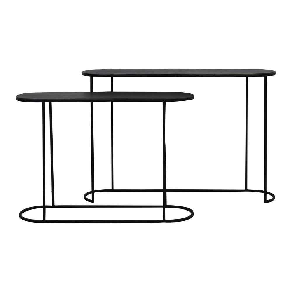 Fekete fém konzolasztal szett 2 db-os 28x118 cm Bocov – Light & Living