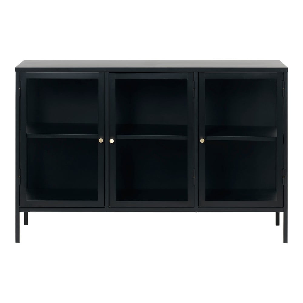 Fekete fém tálalószekrény 132x85 cm Carmel – Unique Furniture