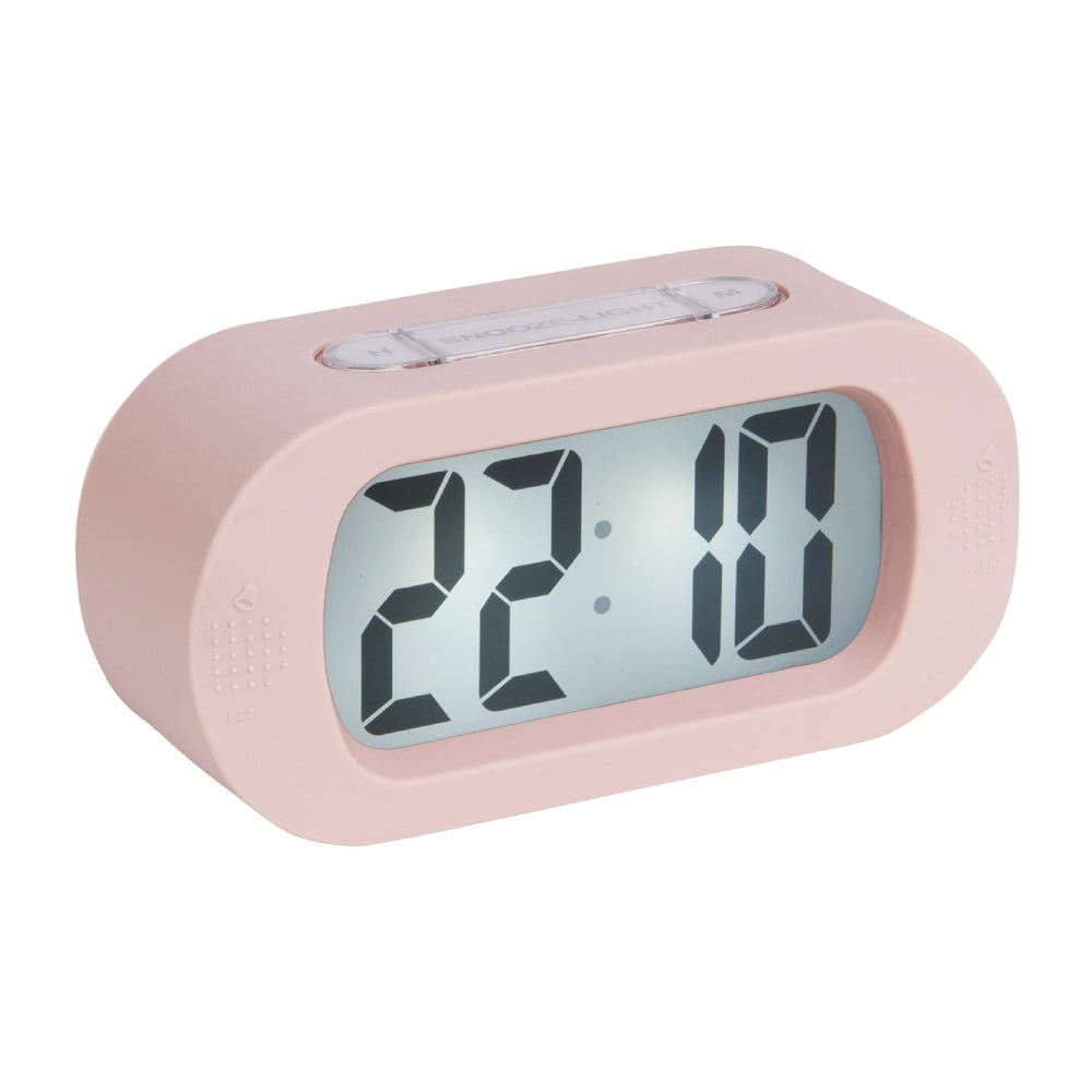 Gummy világos rózsaszín gumírozott ébresztőóra - Karlsson