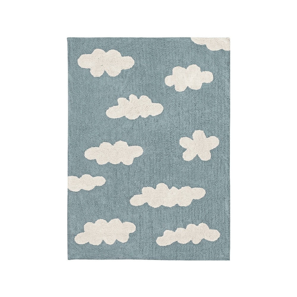 Kék mosható kézi szövésű pamut gyerek szőnyeg 120x160 cm Clouds Vintage Blue – Lorena Canals