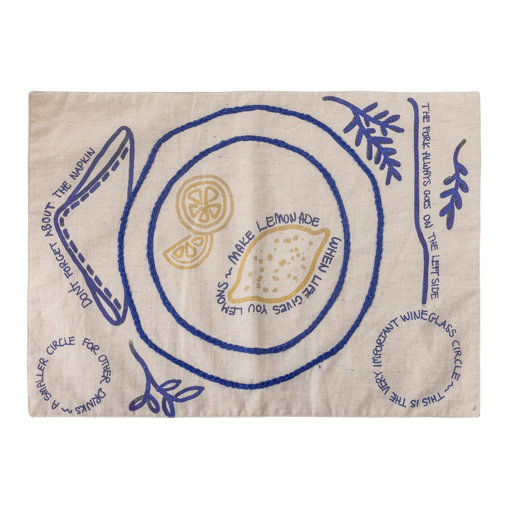 Lenkeverék tányéralátét 33x48 cm Limone – Bloomingville