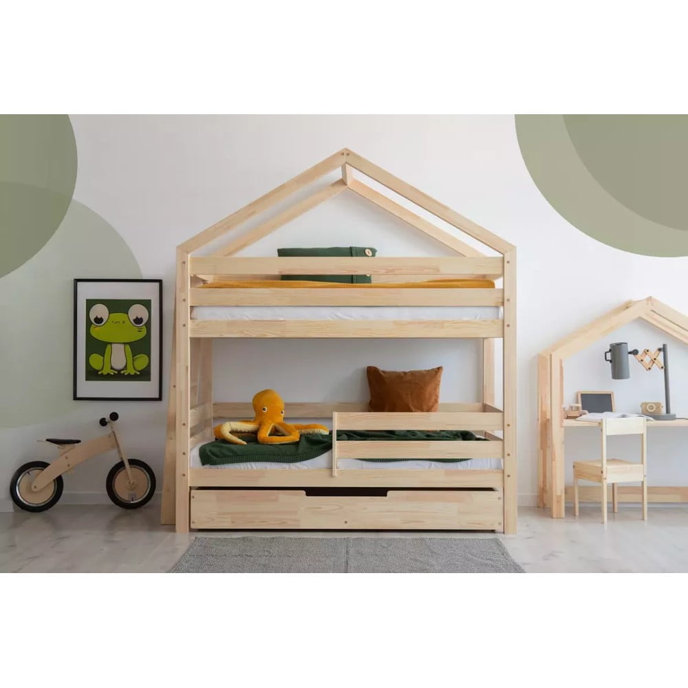 Natúr színű ágyneműtartós gyerekágy ágyráccsal 80x200 cm DMPB – Adeko