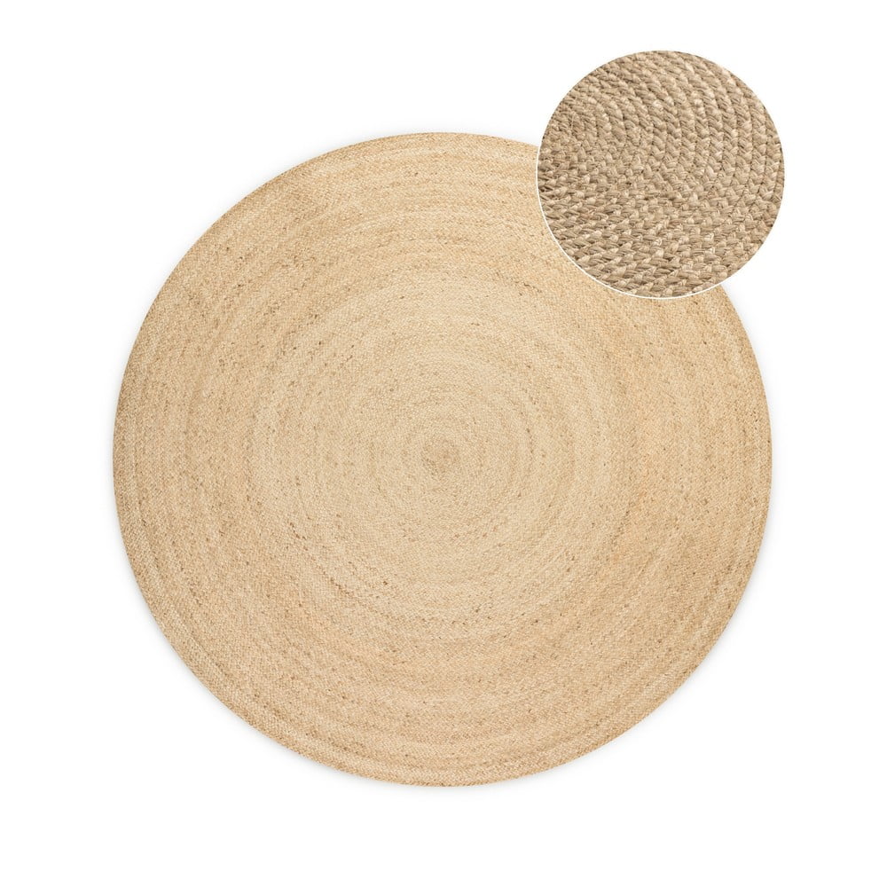 Natúr színű kétoldalas kerek juta szőnyeg ø 140 cm Braided Ivory – Hanse Home