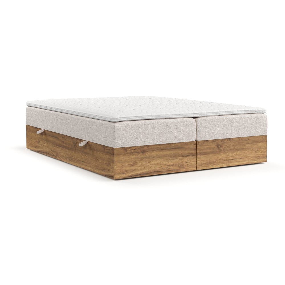 Natúr színű-világosbarna ágyneműtartós boxspring ágy 140x200 cm Faro – Maison de Rêve