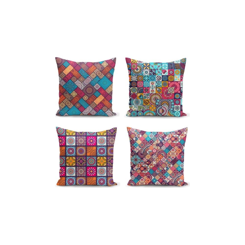Párnahuzat szett 4 db-os 45x45 cm Mandala Tiles – Minimalist Cushion Covers