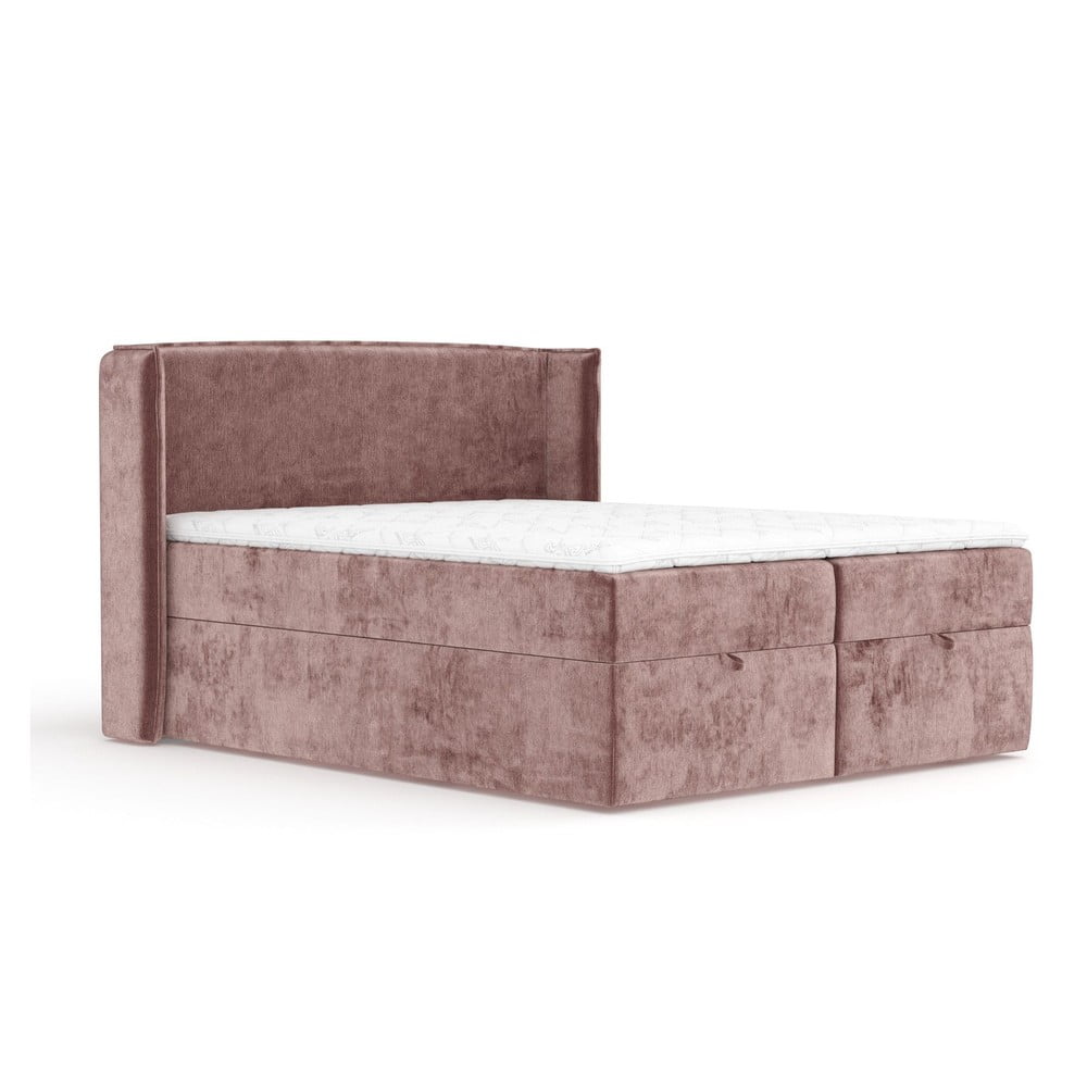 Rózsaszín ágyneműtartós boxspring ágy 180x200 cm Passion – Maison de Rêve
