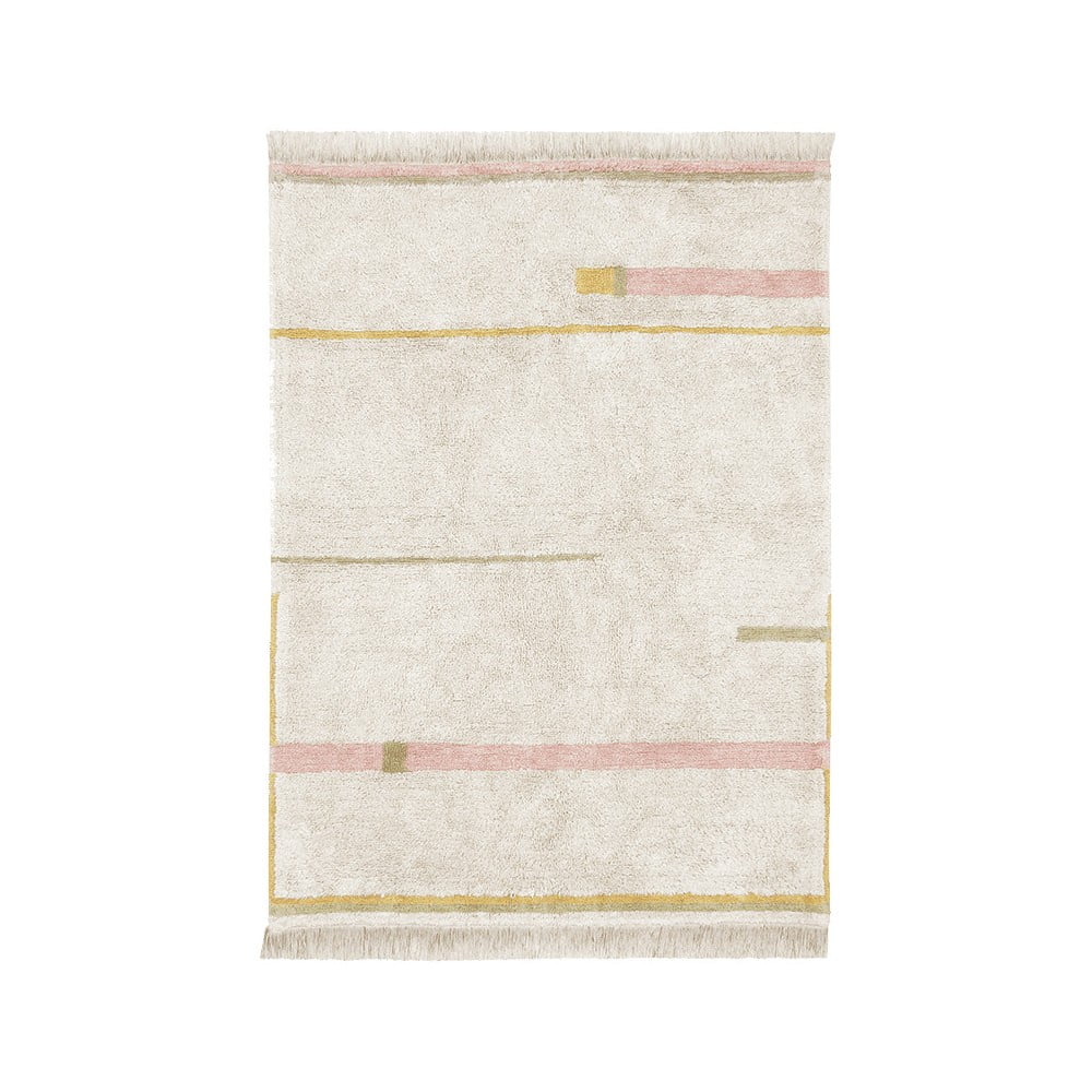 Rózsaszín-krémszínű mosható kézi szövésű pamut szőnyeg 90x130 cm Lanes Vintage Nude – Lorena Canals