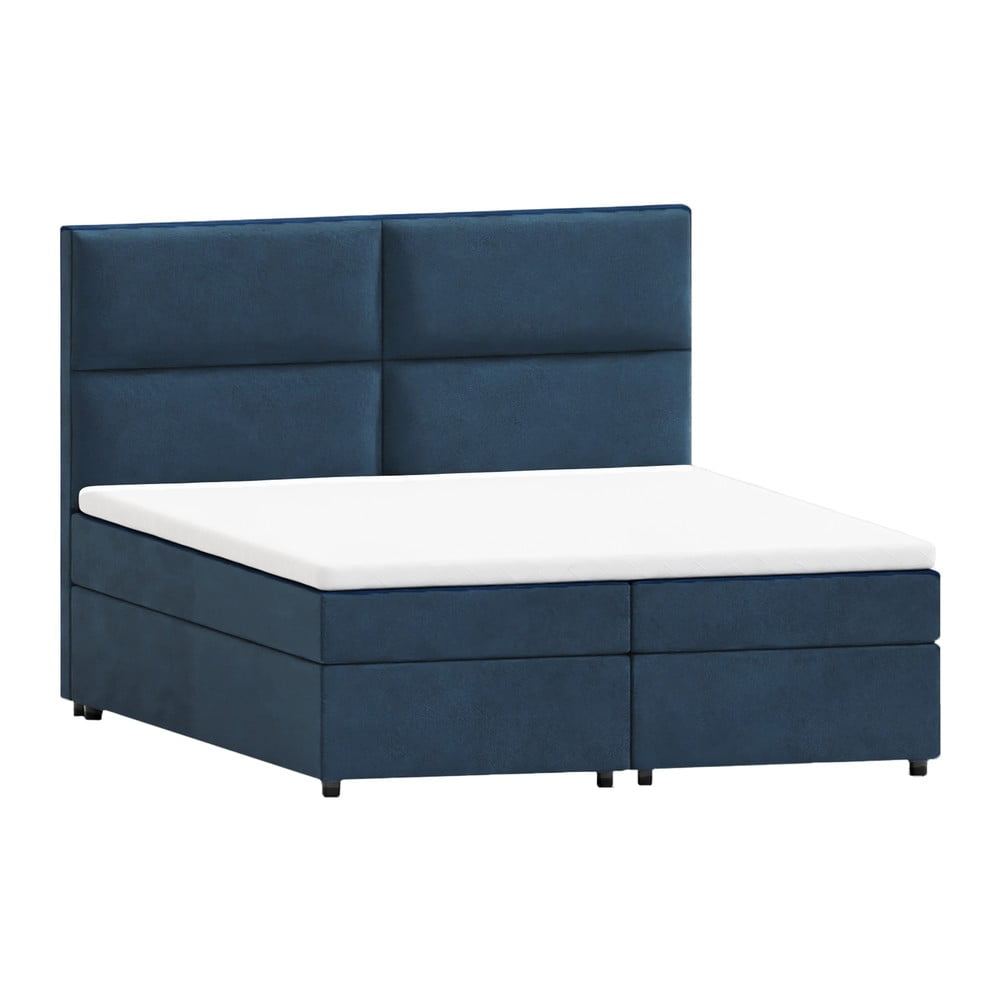 Sötétkék ágyneműtartós boxspring ágy 180x200 cm Rico – Ropez