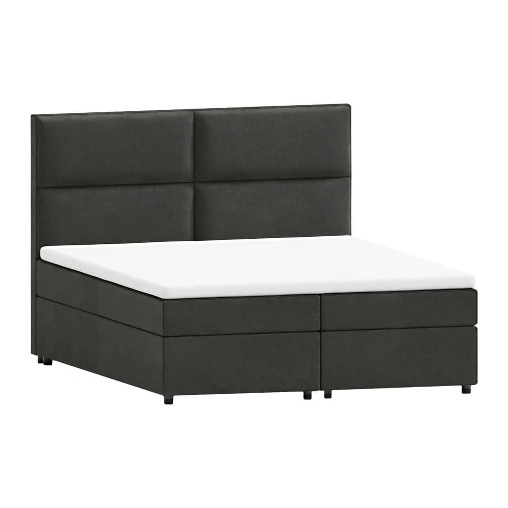 Sötétszürke ágyneműtartós boxspring ágy 140x200 cm Rico – Ropez
