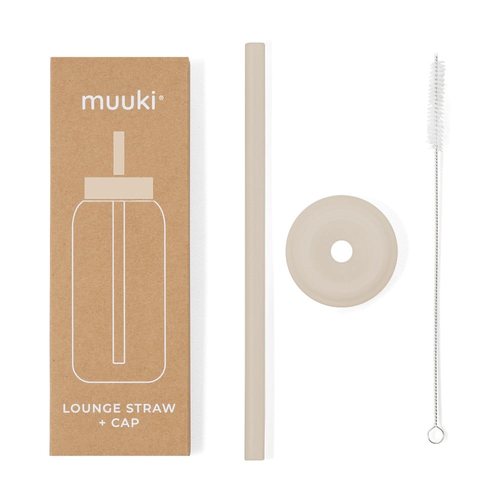 Szilikon szívószál tisztítókefével-fedéllel Summer Sand – Muuki