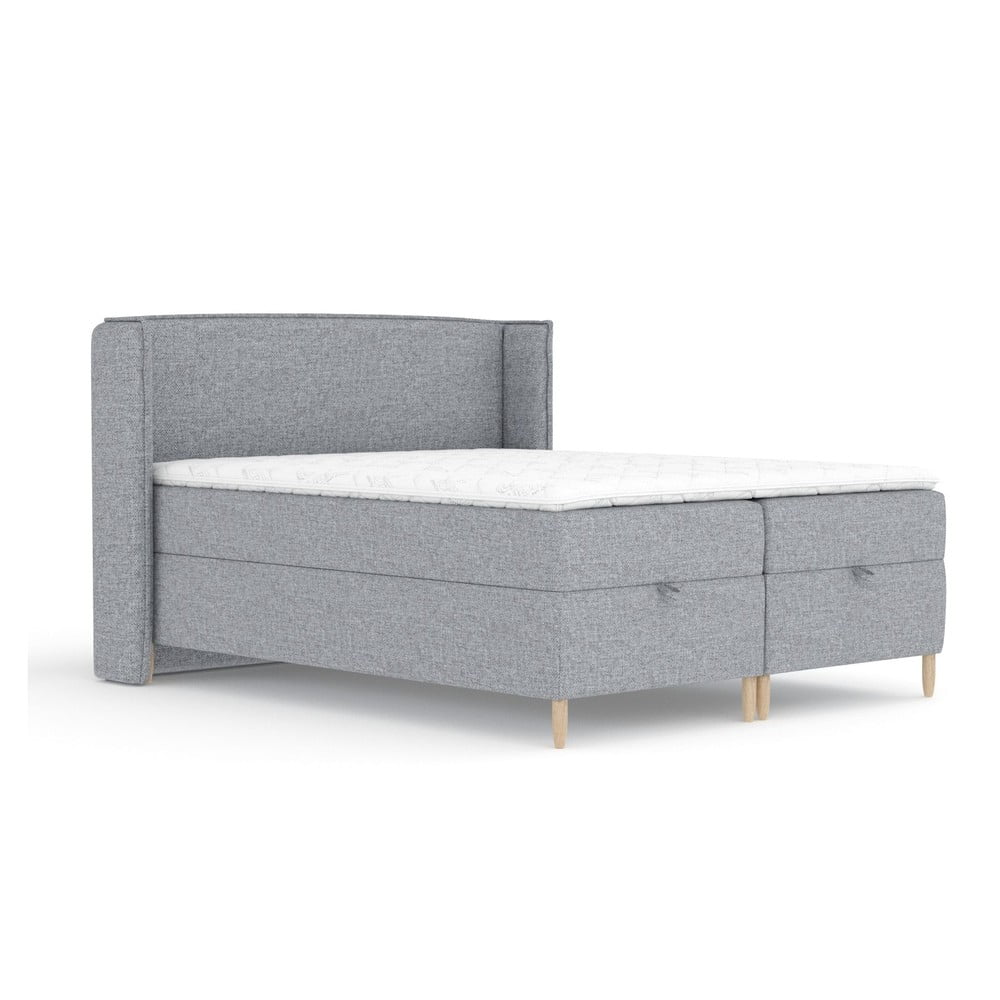 Szürke ágyneműtartós boxspring ágy 160x200 cm Monpelli – Maison de Rêve