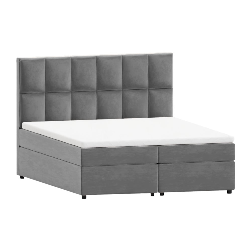Szürke ágyneműtartós boxspring ágy 200x200 cm Flip – Ropez
