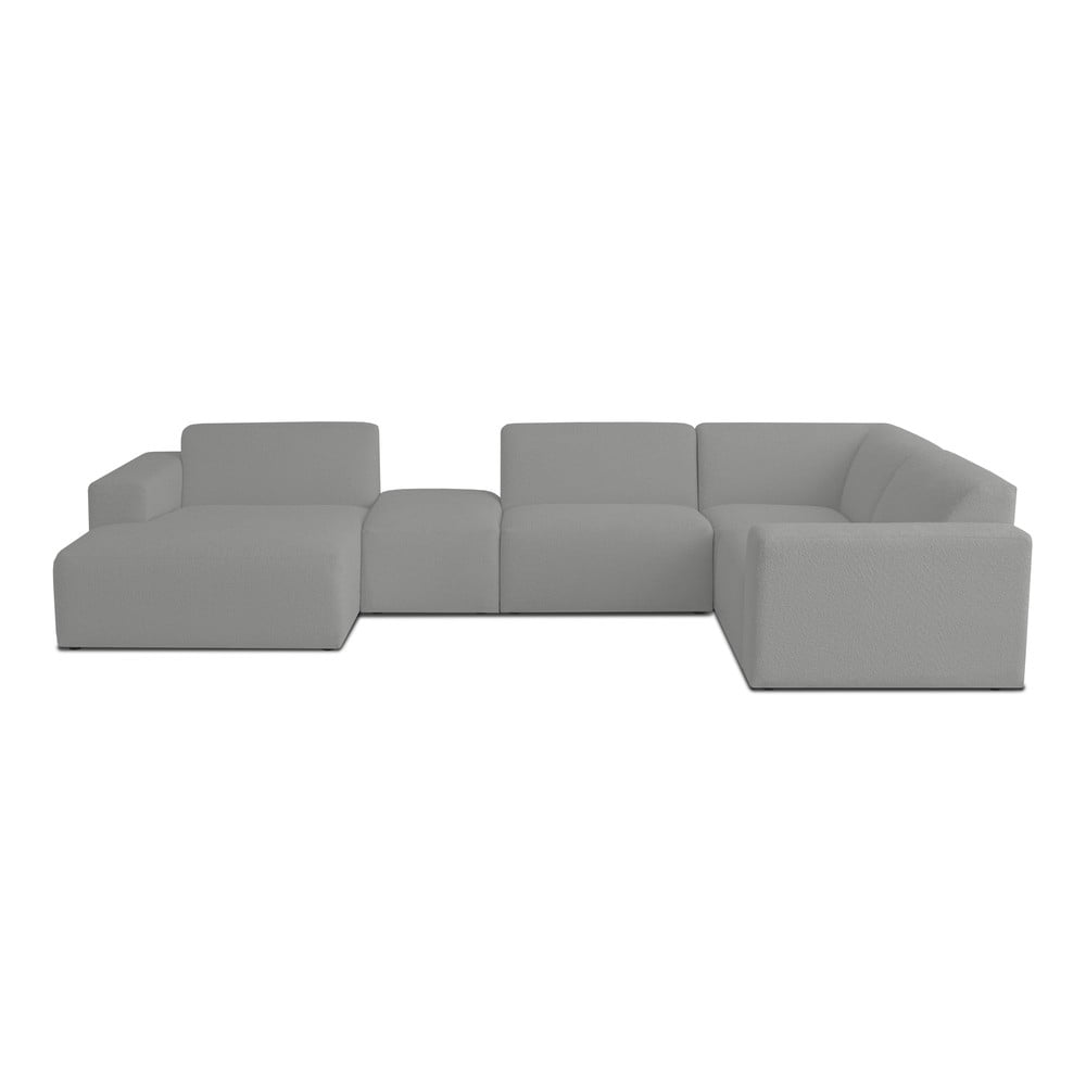 Szürke buklé sarokkanapé (U alakú) Roxy – Scandic