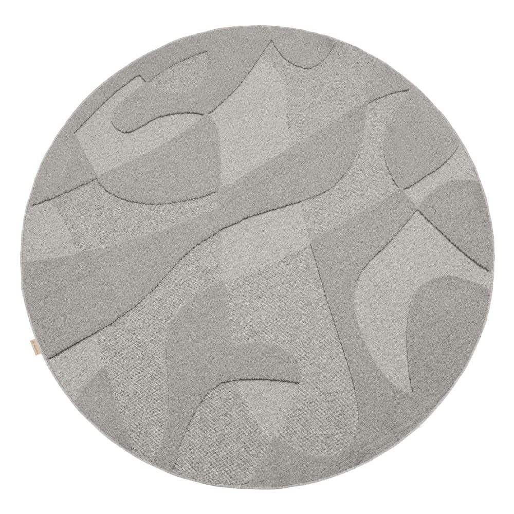 Szürke gyapjú kerek szőnyeg ø 133 cm Morphic Botanica – Agnella