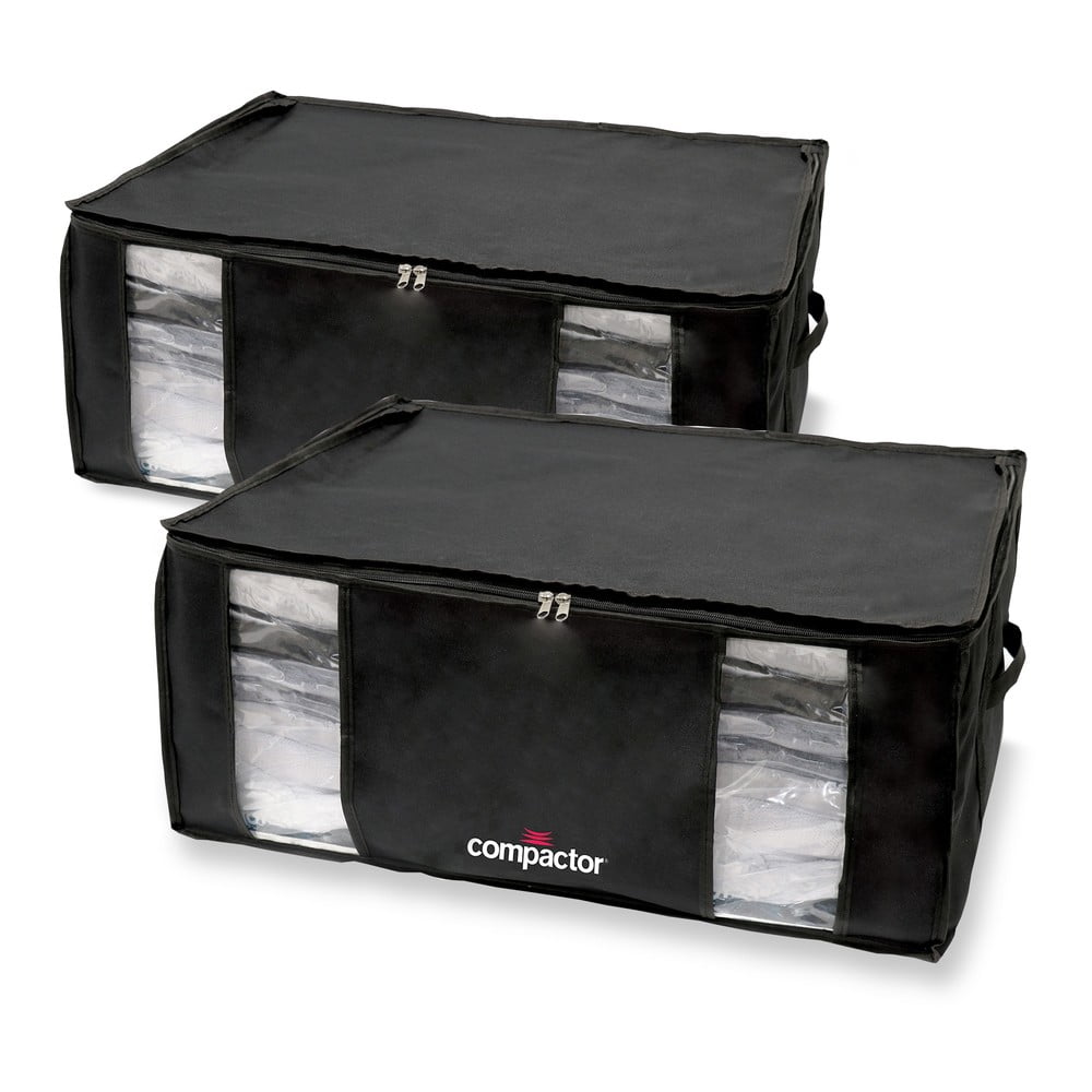 Vákuumos-megerősített textil ruhatároló doboz szett 2 db-os 65x45x27 cm Black Edition – Compactor