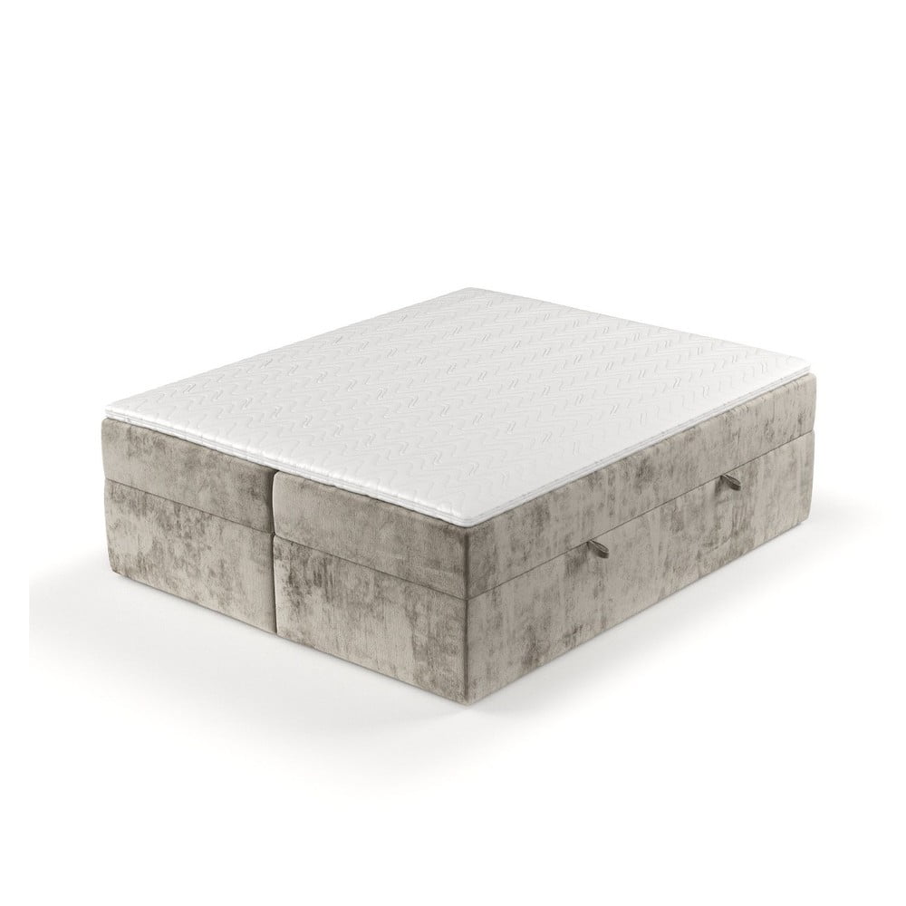 Világosbarna ágyneműtartós boxspring ágy 180x200 cm Yoko – Maison de Rêve