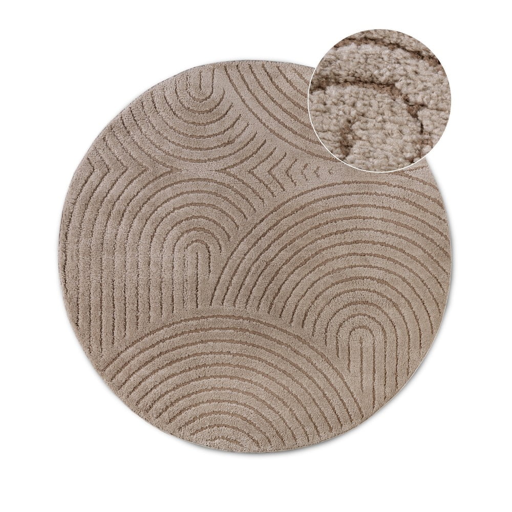 Világosbarna kerek szőnyeg ø 200 cm Panglao New York Taupe – Elle Decoration